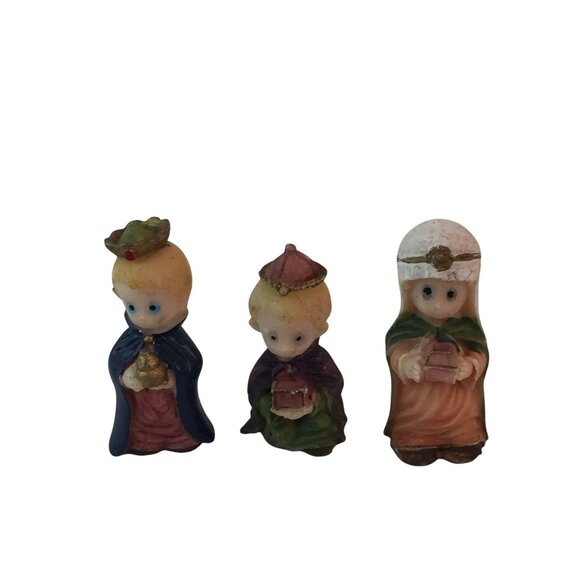 Miniature Christmas Nativity Set Fof 9 Figures & Animals Hand Painted Sri Lanka - Picture 5 of 12